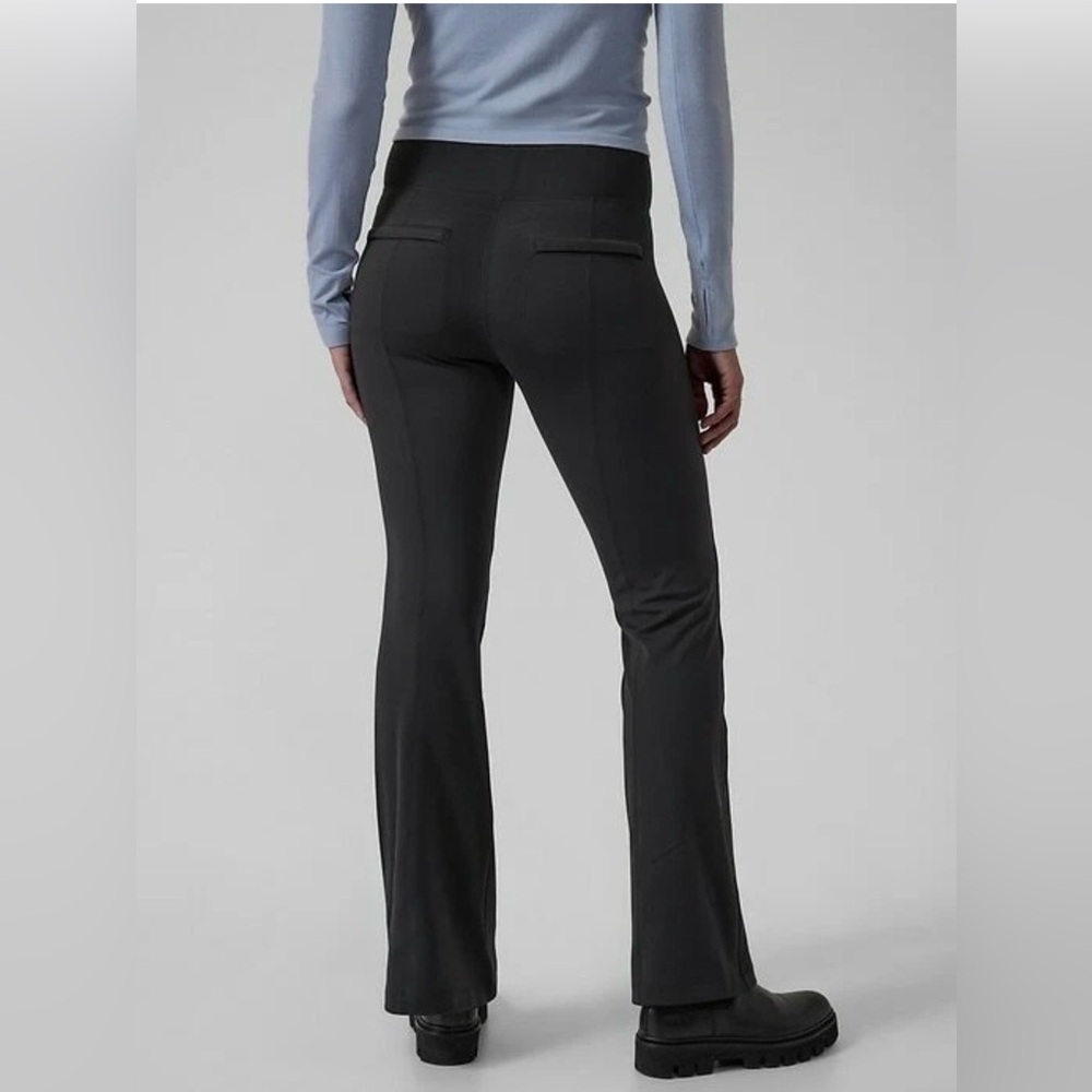Athleta Delancey Flare Pants Black High Rise Work Travel Workout Trousers, L - Picture 4 of 16